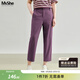 MsShe【巨顯瘦直筒長(cháng)褲/九分】大碼女裝2026款春夏裝胖mm休閑褲女士 九分-西梅紫色現貨 3XL