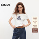 ONLY2026春季新款復古航海風(fēng)印花短款修身正肩T恤女|126101144 S12亮奶油白色 L