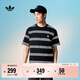 adidas經(jīng)典條紋純棉運動(dòng)上衣圓領(lǐng)短袖T恤男裝夏季阿迪達斯三葉草   黑色   L