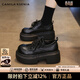 CAMILA KSENIA樂(lè )福鞋女春季2026新款大頭黑色英倫風(fēng)小皮鞋厚底增高學(xué)院風(fēng)休閑鞋 黑色 37