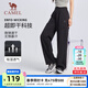 駱駝（CAMEL）速干透氣休閑女褲直筒百搭工裝運動(dòng)長(cháng)褲 C25BABH035，幻影黑，女 S