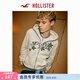 HOLLISTER美式復古舒適抓絨開(kāi)衫連帽衛衣外套25秋冬男裝322-5485 奶白色 S (175/92A)