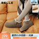 百麗（Belle）復古內增高勃肯鞋女冬季新款商場(chǎng)同款加毛保暖休閑鞋E4Z1DDM5 卡其色 37 (235mm)