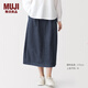 MUJI 女式 水洗 牛仔 輕便裙長(cháng)半身裙女裙子女裝26年春季 BE200A6S 深藏青色 M （160/66A）