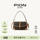 菲安妮（FION）經(jīng)典老花鎖扣小方包女包法棍包單肩斜挎包生日禮物 啡/駝-復古法棍包
