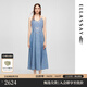 歌力思（ELLASSAY）2025夏季新款棉氣質(zhì)設計感蕾絲拼接牛仔吊帶連衣裙女EWE361N01900 牛仔藍 S