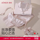 愛(ài)慕睡衣女【禮盒裝】舒適開(kāi)衫短袖九分褲發(fā)圈家居服套裝AM46B491