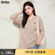 MsShe【刺繡連帽針織衫】大碼女裝2026春裝胖mm毛衣巨好看上衣冬 燕麥色現貨 3XL