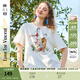 兩三事梵高設計感印花短袖t恤女2025夏新款可愛(ài)貓咪上衣 喵趣信旅 杏色 M