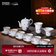 景德鎮陶瓷中式家用青花玲瓏功夫茶具套裝白瓷茶壺茶杯公道杯長(cháng)輩送禮 節節高升茶具套裝 16頭