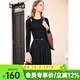 百圖betu女裝秋冬新款連衣裙小香風(fēng)拼接網(wǎng)紗針織連衣裙女2310T95 黑色 L