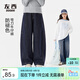 左西女童牛仔褲防褪色兒童彎刀褲2026新款大童春裝褲子 深牛仔色 160