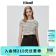 ELAND衣戀一字領(lǐng)條紋毛衣女純棉收腰顯瘦短袖針織衫T恤夏新款 象牙白/白色(39)Ivory S 160