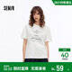 森馬（Semir）短袖T恤女夏季字母印花寬松套頭衫花邊潮流個(gè)性上衣107325100090