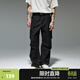 CHINISM赤塵休閑直筒工裝傘兵褲男士秋美式高街寬松褲子 黑色 S