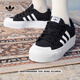 adidas NIZZA PLATFORM厚底增高運動(dòng)帆布鞋女阿迪達斯三葉草 一號黑/白   36