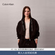 Calvin KleinJeans秋冬女士美式休閑ck寬松抓絨提花織帶連帽開(kāi)衫外套衛衣