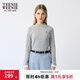 Teenie Weenie小熊女裝長(cháng)袖T恤冬季新俏皮彈力拉絨豎紋打底衫上衣 中灰色 M