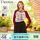 LAGOGO【抗菌】美式撞色插肩袖T恤女拉谷谷春季新款修身印花上衣 紅灰(HR) S