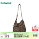 熱風(fēng)（Hotwind）女包豹紋帆布包秋季新款女士帥氣時(shí)尚歐美復古大容量磁扣單肩包 02棕色 F
