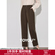 初語(yǔ)保暖休閑褲女2024秋冬新款寬松顯瘦哈倫褲長(cháng)褲百搭街頭風(fēng)衛褲 深咖色 厚款 27