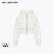 ANN ANDELMAN【迪麗熱巴同款】長(cháng)袖修身外套短雙開(kāi)拉鏈高腰連帽衛衣 白色 S