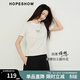 紅袖（hopeshow）顯瘦短袖T恤2026春季新款女裝撞色蝴蝶結字母印花圓領(lǐng)百搭小上衣 本白001 M