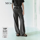 MO&Co.休閑褲夏雙腰頭高腰長(cháng)直筒闊腿西褲中褶線(xiàn)附腰帶顯瘦摩安珂 中花灰色 S 160