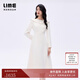 LIME朗姿/萊茵小香風(fēng)不對稱(chēng)一字翻領(lǐng)連衣裙A字裙滴油扣飾26春新款 本白色 M