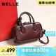 百麗馬年系列女包紅色真皮波士頓包裂紋漆皮斜挎包X7467AX6 騏驥紅