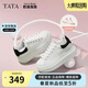 他她（TATA）奶油泡泡厚底小白鞋透氣休閑增高通勤板鞋 白/黑 36