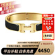 愛(ài)馬仕（HERMES）手鐲男女同款 經(jīng)典琺瑯手鏈窄款手環(huán)男女同款 送男七夕情人節禮物 黑色 金色扣 GM 18cm