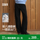森馬（Semir）商場(chǎng)同款|森柔森馬休閑褲女春木耳邊抽繩中縫衛褲2026新款闊腿褲 黑色90001 M