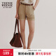 Teenie Weenie小熊牛仔短褲女夏裝簡(jiǎn)約休閑復古斜紋肌理感微A牛仔褲 卡其色 M (165)