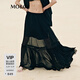 MO&Co.半身裙簡(jiǎn)法壓褶A字紗裙松緊腰高腰黑色 摩安珂 黑色 M