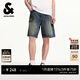 杰克·瓊斯（JACK&JONES）男裝貓須水洗做舊縫補設計舒適百搭潮時(shí)尚簡(jiǎn)約牛仔短褲225243019 A14深牛仔藍 M (175)