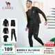 駱駝（CAMEL）健身套裝男跑步運動(dòng)健身服籃球緊身衣健身房訓練服五件套 J8S206120A5，黑色，男 【四季】 L