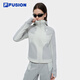 FILA FUSION斐樂(lè )潮牌梭織外套女春新款時(shí)尚休閑拼色連帽上衣 巖層灰-GY S 160/80A/S