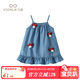 凡獵女童連衣裙夏裝2026新款嬰兒公主裙小女孩洋氣寶寶牛仔吊帶裙夏季 藍色 90 cm