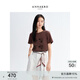 玖姿·安娜蔻休閑通勤風(fēng)亮片刺繡圓領(lǐng)套頭H型T恤女2026夏季新款 咖啡 2XL 建議體重135-150斤