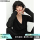 COCOBELLA兩穿領(lǐng)型滿(mǎn)天星亮片針織衫時(shí)尚V領(lǐng)打底衫女上衣T恤TS642 黑色 L