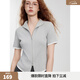 ELLE學(xué)院風(fēng)雙拉鏈翻領(lǐng)短袖女2026夏季新款設計感小眾通勤簡(jiǎn)約T恤 中灰 L