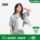 森馬（Semir）森柔|牛仔襯衫女夏短款落肩寬松分割小個(gè)子街頭襯衣103325104002