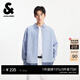 杰克·瓊斯（JACK&JONES）男裝襯衫時(shí)尚百搭個(gè)性撞色條紋寬松休閑翻領(lǐng)長(cháng)袖上衣225305028 C42天空藍 厚款 L