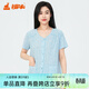 銅牛汗布半袖開(kāi)襟女衫春夏新花色棉家居半袖開(kāi)衫短袖衫家居上衣VS264 古樸線(xiàn)跡-白-藍 L 170/95
