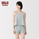 MUJI 女式 雙層紗織點(diǎn)狀提花背心 女士女款純棉26年春夏 FCJ20C6S 淺藍色 M （160/84A）