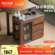源氏木語(yǔ)實(shí)木茶水柜客廳燒水壺一體茶吧機胡桃色茶臺邊柜移動(dòng)茶車(chē) 【1】0.74米茶水柜