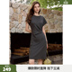 ELLE法式扭結收腰連衣裙女2026夏新款設計感休閑獨特圓領(lǐng)t恤裙子 深灰 S