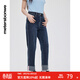 美特斯邦威九分直筒牛仔褲春款舒適高腰潮流翻邊水洗彈力長(cháng)褲 牛仔灰藍 L 165 68A