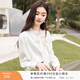 香影飄帶蝴蝶結雪紡襯衫女長(cháng)袖2026春季新款襯衣垂感職業(yè)通勤上衣 米色 M